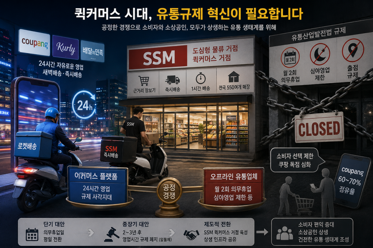 ▲퀵커머스 시대, SSM 유통규제 해소 시급 (ChatGPT AI 생성 이미지)