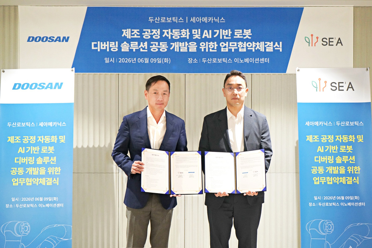 ▲두산로보틱스-세아메카닉스 MOU 사진 (두산로보틱스)