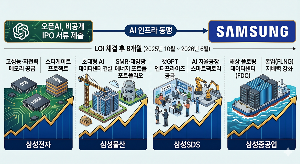 ▲OpenAI-삼성그룹 AI 인프라 동맹 사업 프로세스. (사진=제미나이)