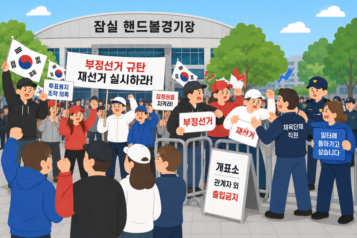 ▲도대체 잠실 핸드볼경기장에서 무슨 일이? (사진=챗GPT AI 생성)