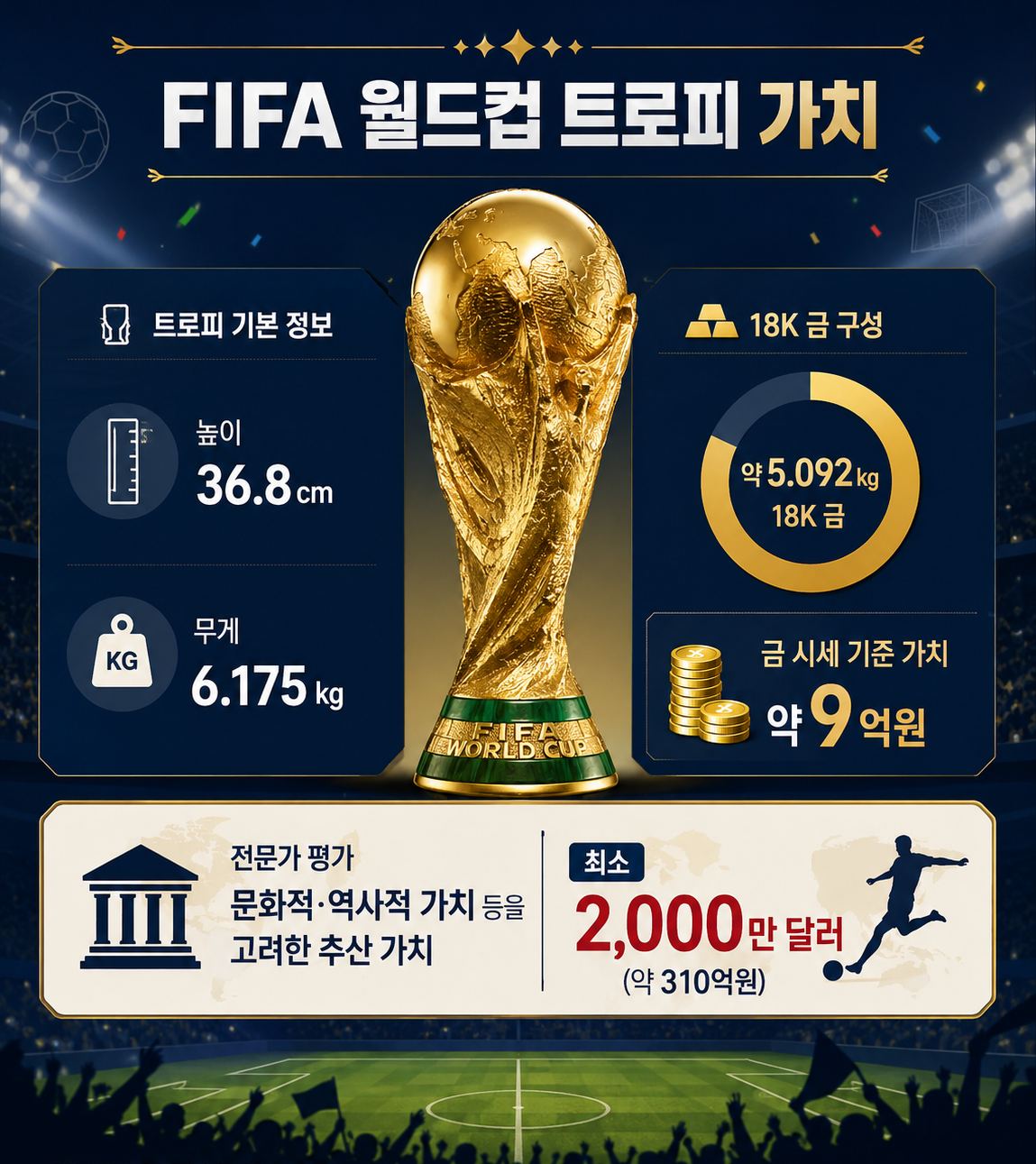▲국제축구연맹(FIFA) 월드컵 트로피 가치. (AI 기반 편집 이미지)