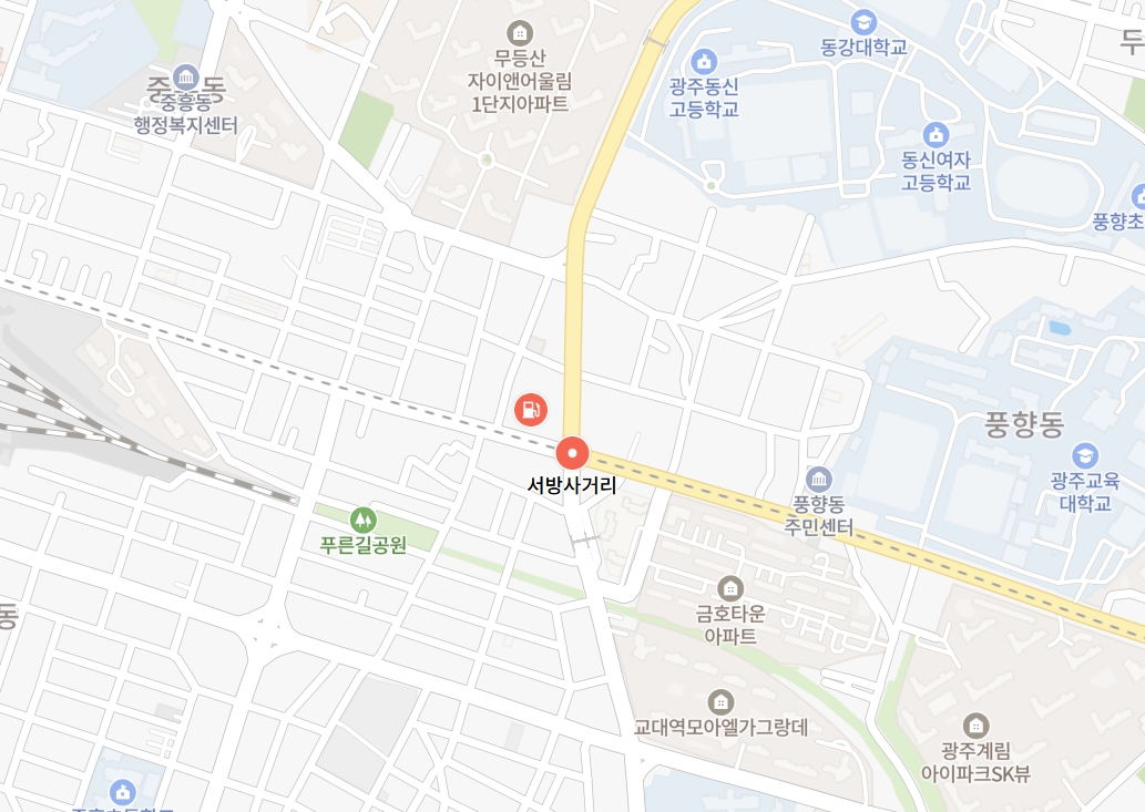 ▲[속보] 광주 북구 서방사거리 상수도 누수 공사…구호전→교대 방향 전면 통제 (출처=네이버 지도 캡처)