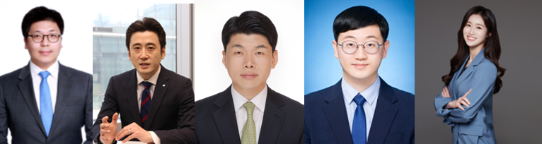 ▲(왼쪽부터) 김대준 한국투자증권 연구위원, 이경민 대신증권 연구원, 신승진 삼성증권 투자정보팀장, 정상휘 교보증권 책임연구원, 정나영 우리투자증권 연구원. (사진=각 사)