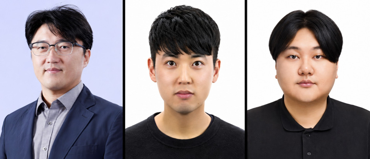 ▲(왼쪽부터) 한양대 기계공학부 김학성 교수, 김유권 연구원, 유동훈 연구원. (사진제공=한양대)