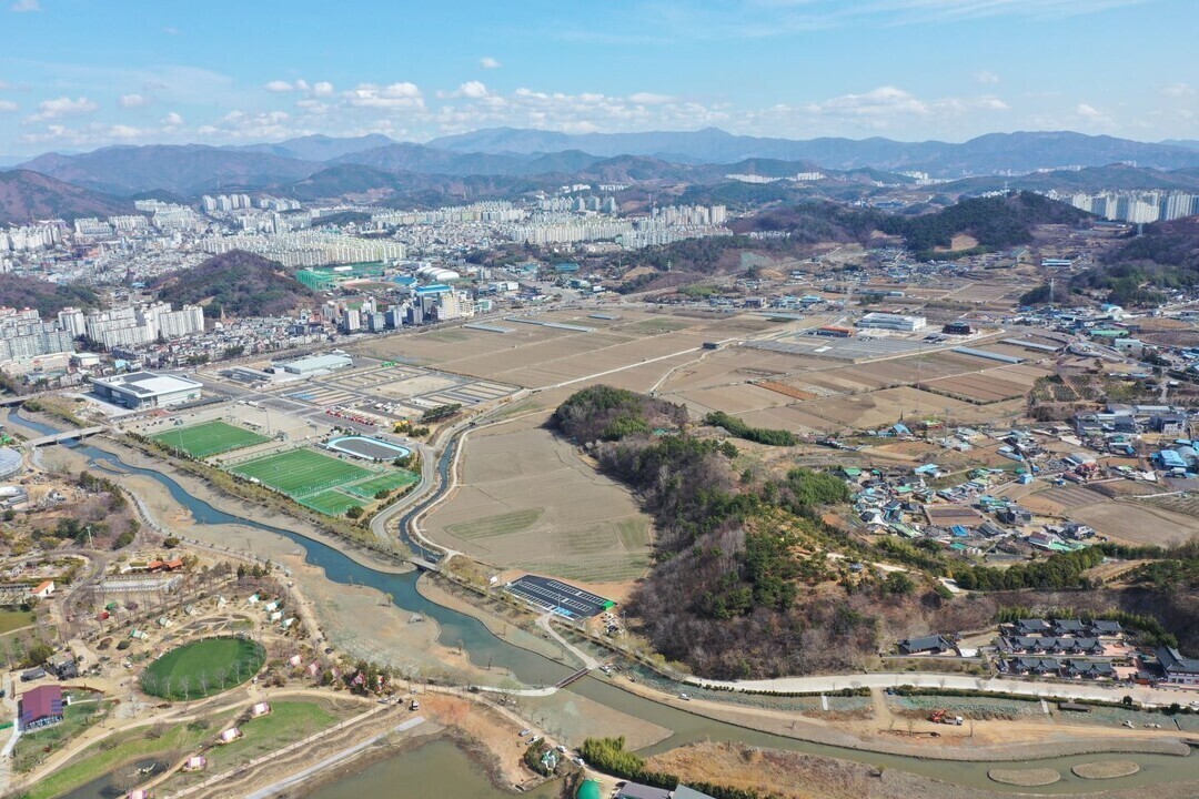 ▲공공자원화시설 최적 입지 후보지로 선정된 전남 순천시 연향들 일원. (사진제공=순천시)