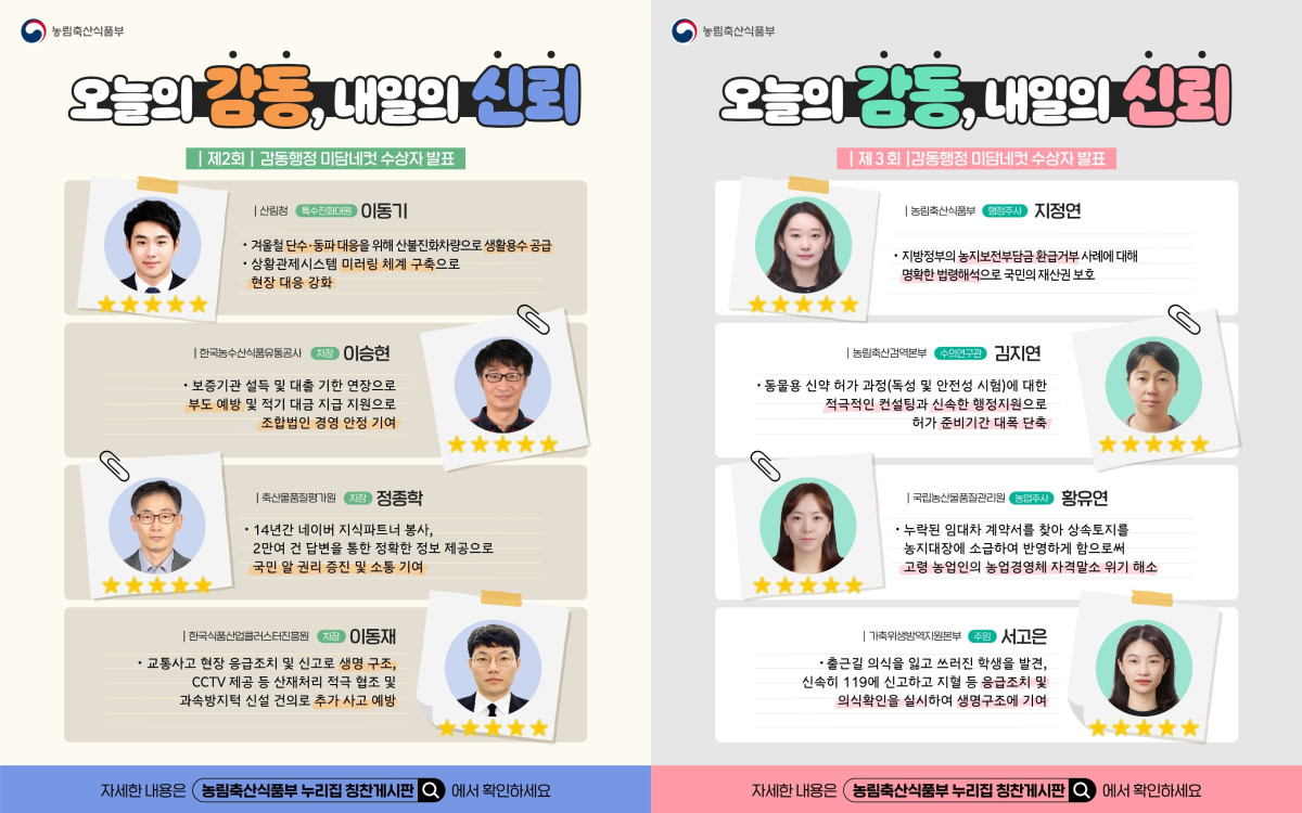 ▲감동행정 미담네컷 수상자 홍보포스터 (자료제공=농림축산식품부)