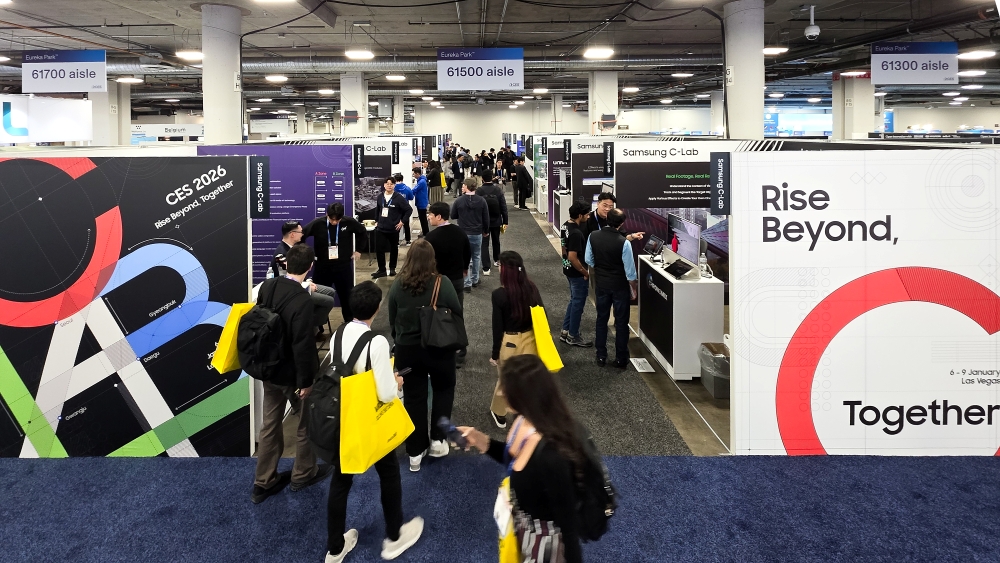 ▲세계 최대 IT-전자 전시회인 CES2026의 ‘베네시안 엑스포(Venetian Expo)’ 내 스타트업 전시 장소 ‘유레카 파크’에 마련된 삼성전자 C랩 전시관 (사진=삼성전자)