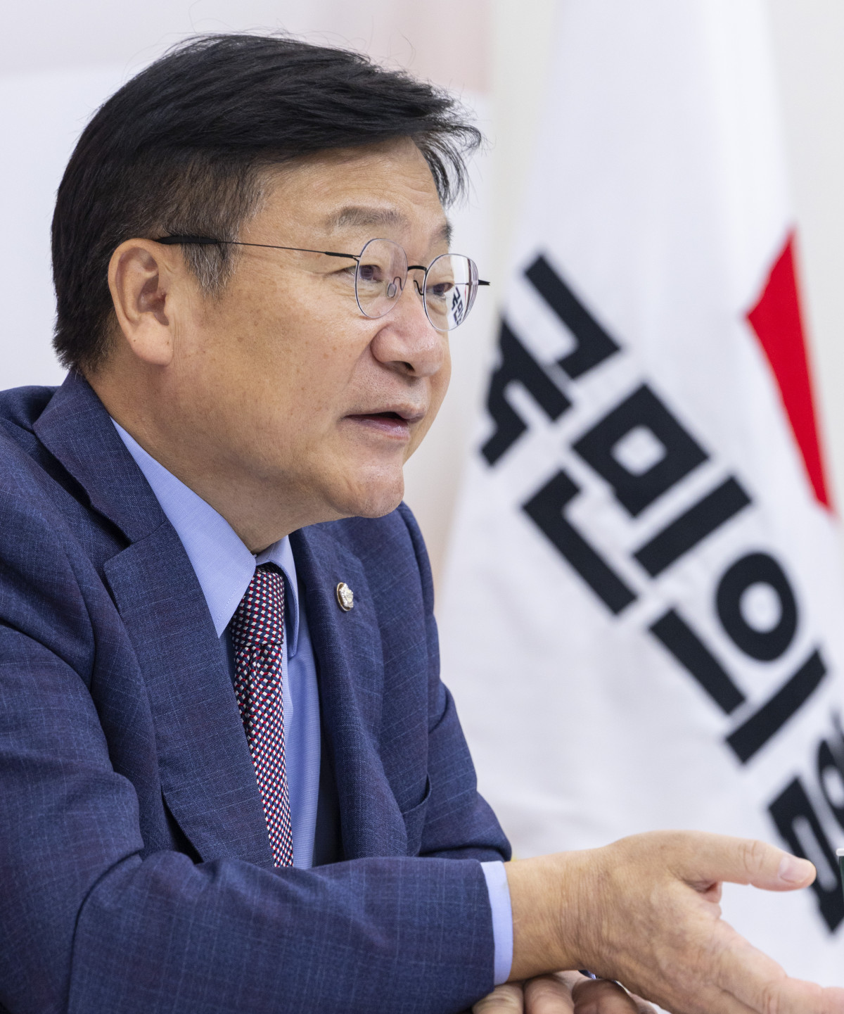 ▲국민의힘 정점식 원내대표가 22일 국회에서 연합뉴스와 인터뷰를 하고 있다. (연합뉴스)