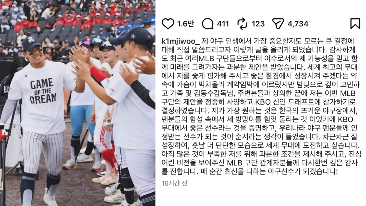 ▲김지우가 SNS에 올린 글. (출처=김지우 SNS 캡처)