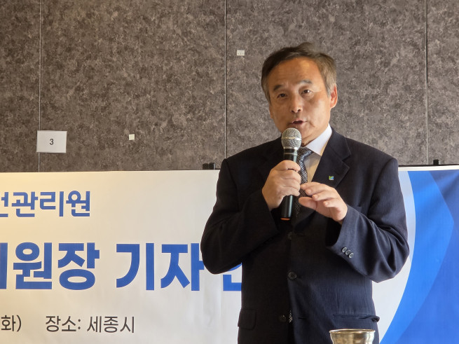 ▲박창근 국토안전관리원장이 23일 국토교통부 출기자단 오찬에서 발언하고 있다. (사진제공=국토안전관리원)