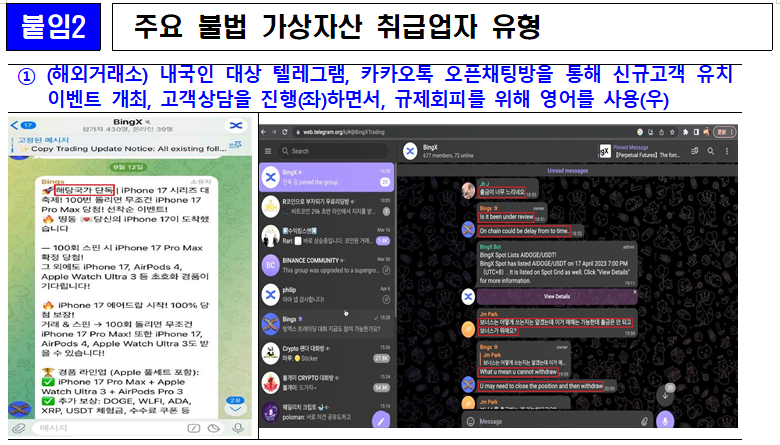 ▲주요 불법 가상자산 취급업자 유형 (사진=금융위원회)