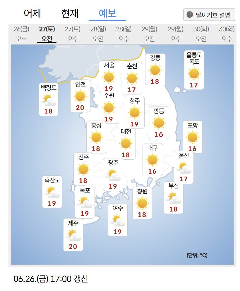 ▲27일 날씨. (출처=기상청)