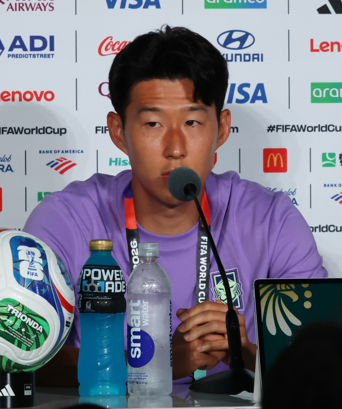 ▲질문에 답하는 손흥민(로스앤젤레스 FC). (연합뉴스)