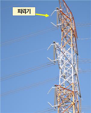 ▲송전선로 피뢰기. (사진제공=한국전력)