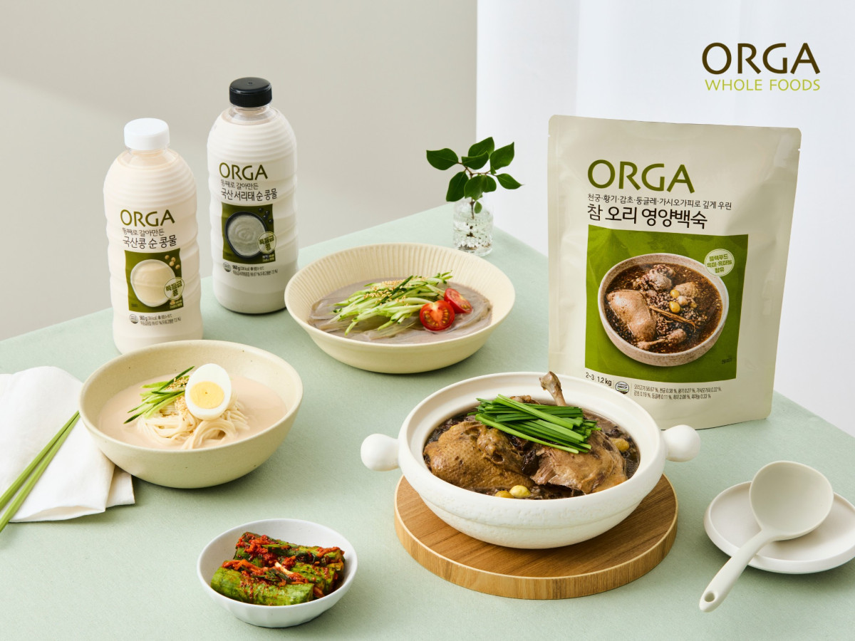 ▲올가홀푸드가 프리미엄 여름 간편식 3종 ‘ORGA 참 오리 영양백숙’, ‘ORGA 국산콩 순 콩물’, ‘ORGA 국산 서리태 순 콩물’을 출시했다. (사진제공=올가홀푸드)