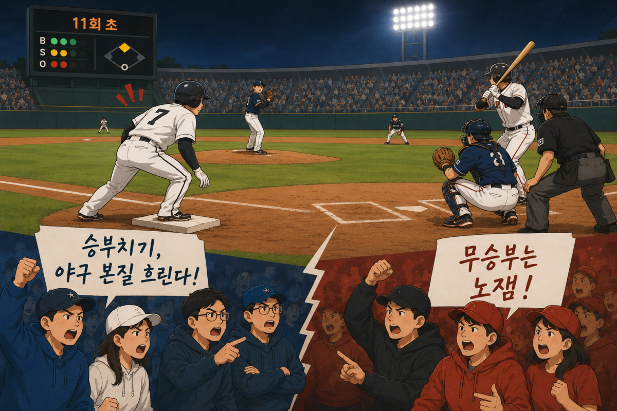 ▲"승부치기, 야구 본질 흐린다" vs "무승부는 노잼". (사진=챗GPT AI 생성)