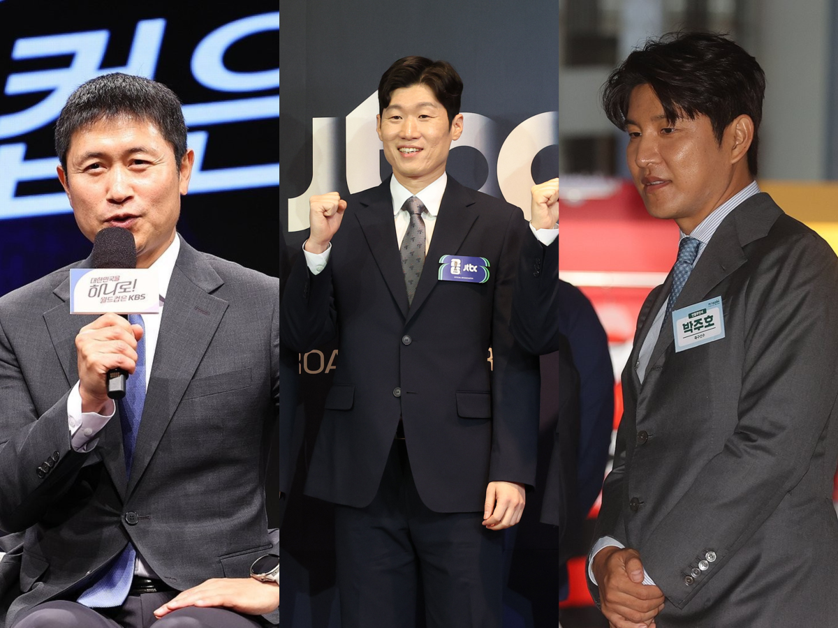 ▲이영표 해설위원, 박지성 국제축구연맹(FIFA) 분과위원회 위원, 박주호 해설위원. (연합뉴스)