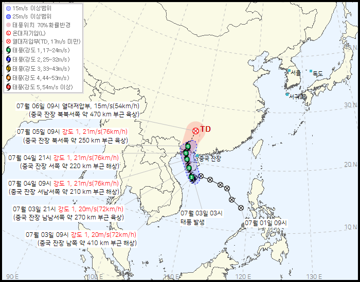 ▲제10호 태풍 마이삭 예상경로. (사진제공=기상청)