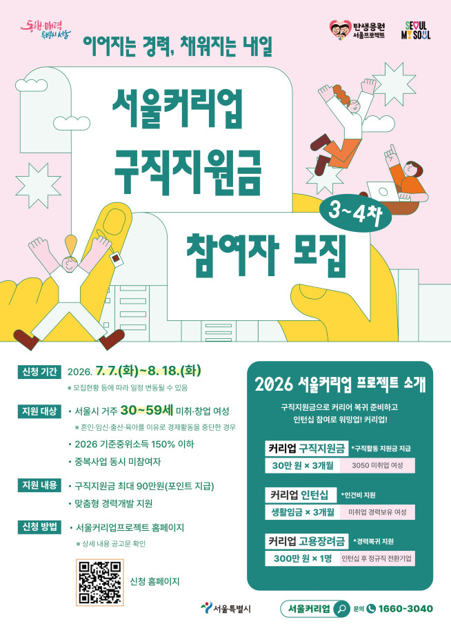 ▲'서울커리업 구직지원금 참여자 모집' 포스터. (자료제공=서울시)