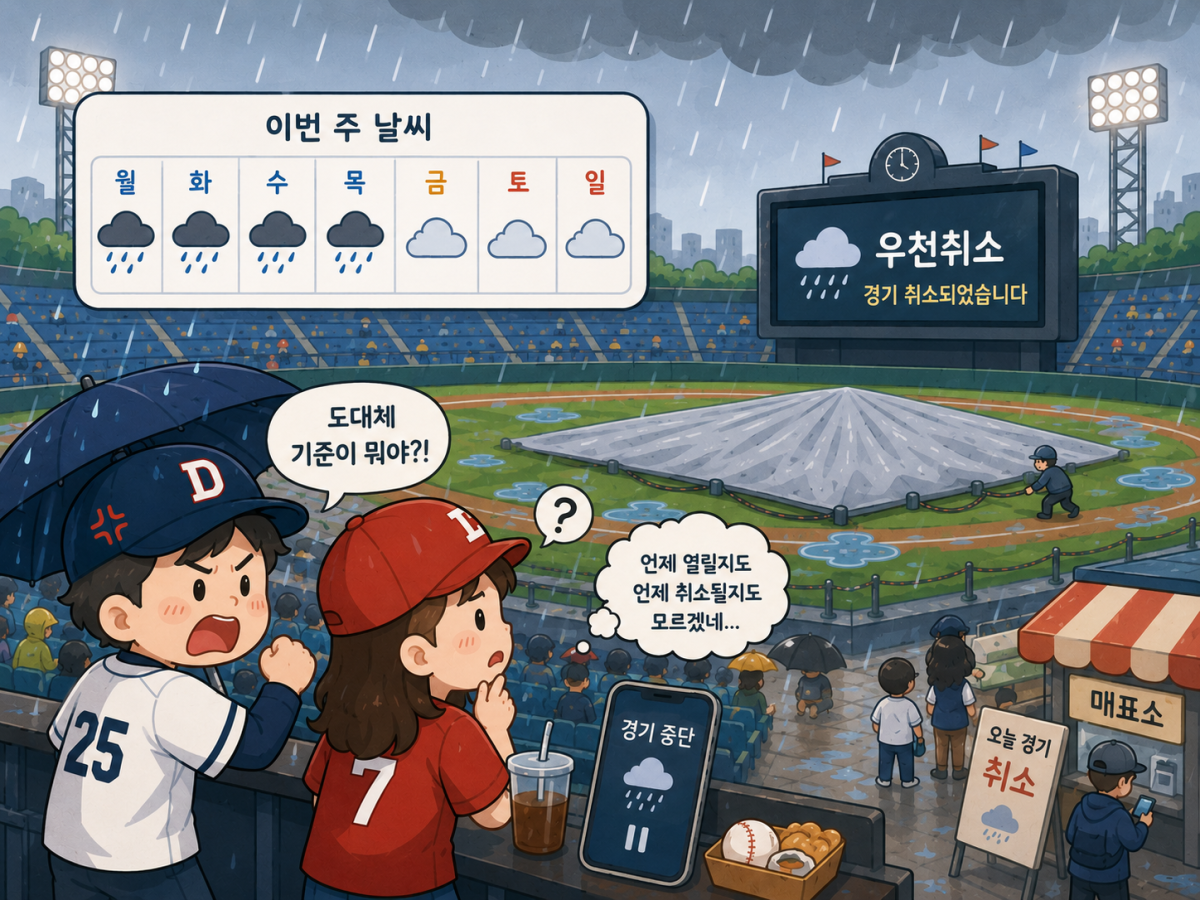 ▲"비 그쳤는데 왜 취소?"⋯KBO 우천취소, 알고 보니. (사진=챗GPT AI 생성)