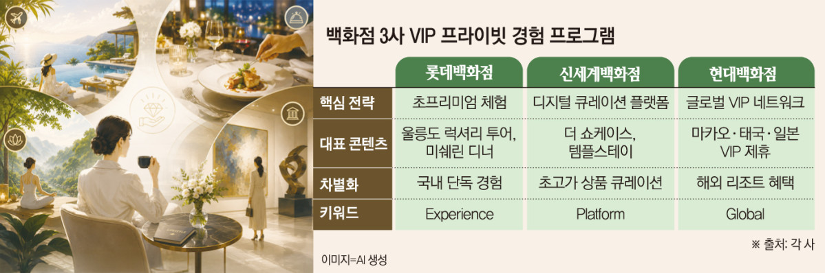 ▲백화점 3사 VIP 프라이빗 경험 프로그램 (이투데이 그래픽팀=손미경 기자)