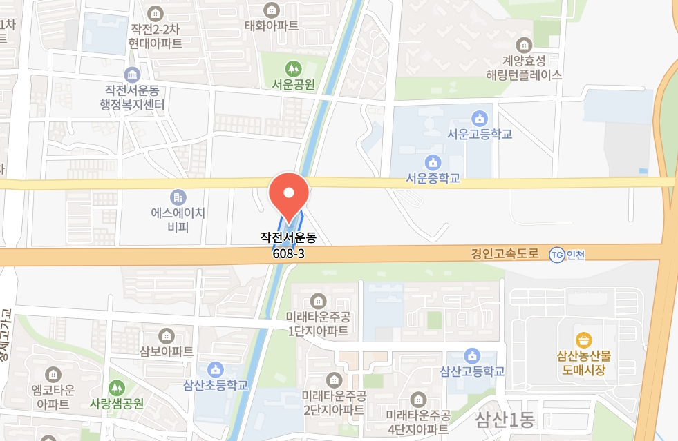 ▲[속보] 인천 계양구 작전서운동 ‘토끼굴’ 호우로 교통 차단 안전재난문자 발송 (출처=네이버 지도 캡처)