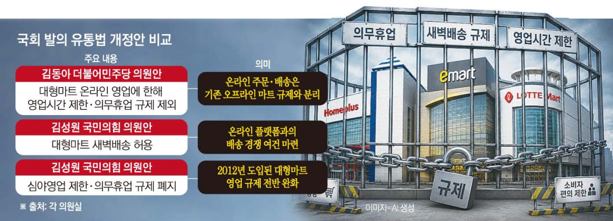 ▲국회 발의 유통법 개정안 비교 (이투데이 그래픽팀=손미경 기자)
