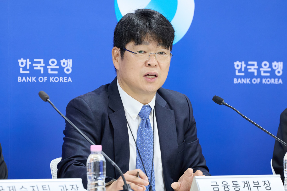 ▲유성욱 한국은행 금융통계부장이 8일 오전 서울 중구 한국은행에서 열린 2026년 5월 국제수지(잠정) 설명회에서 발언하고 있다. (사진제공=한국은행)