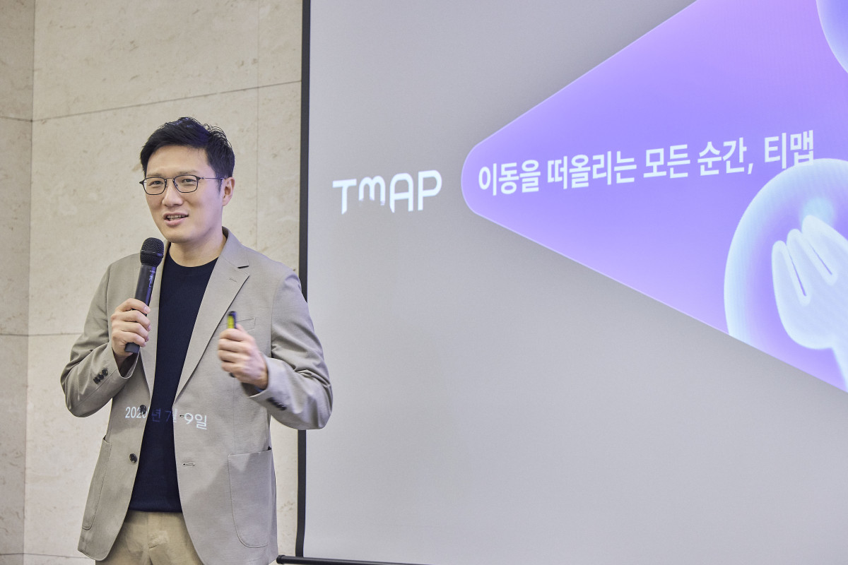 ▲전창근 티맵모빌리티 CPO가 9일 서울 중구에서 열린 기자간담회에서 발언하고 있다. (사진제공=티맵모빌리티)