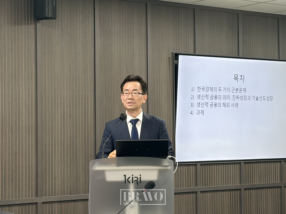 ▲9일 서울 영등포구 보험연구원에서 열린 '생산적 금융 시대, 보험산업의 역할과 과제' 세미나에서 김자봉 한국금융연구원 선임연구위원이 발표를 하고 있다. (박지수 기자 jsp@)