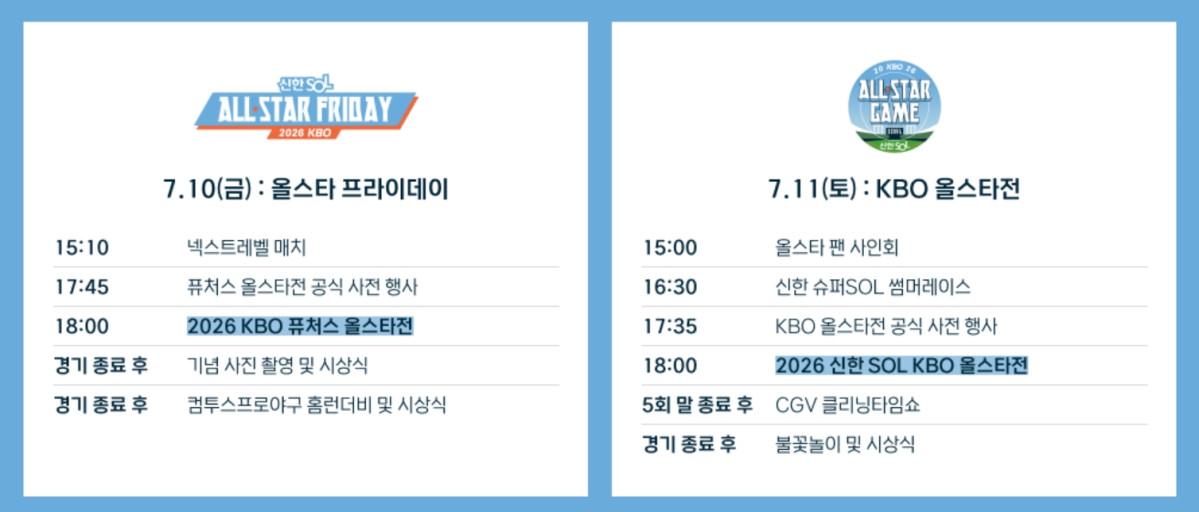 ▲2026 KBO 올스타전 일정 (출처=KBO 홈페이지 캡처)