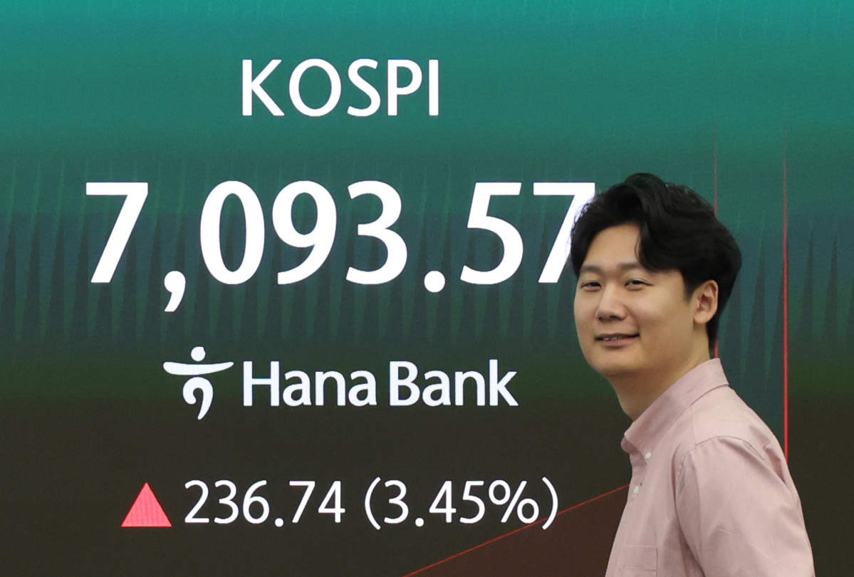 ▲코스피가 7000선을 회복한 15일 서울 중구 하나은행 딜링룸 현황판에 코스피가 표시되고 있다. (사진= 연합뉴스)