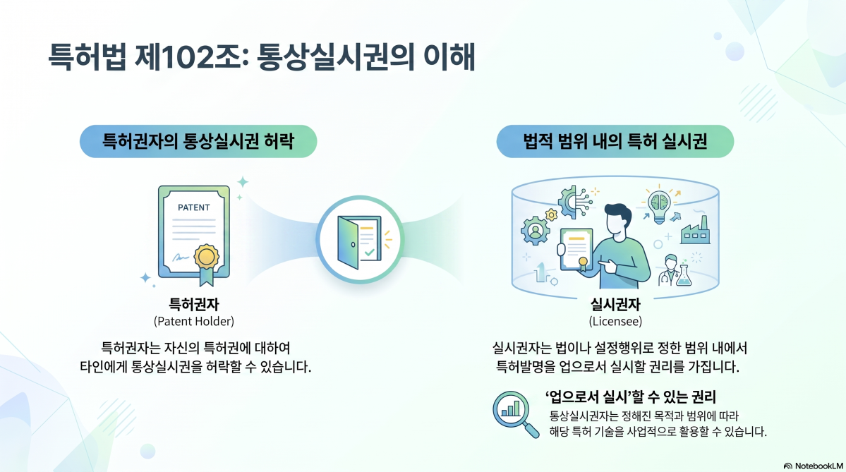 ▲노트북LM에 특허법 102조 1항과 2항 문장을 제시하고 인포그래픽 형식으로 만들어달라고 요청했다. (노트북LM)
