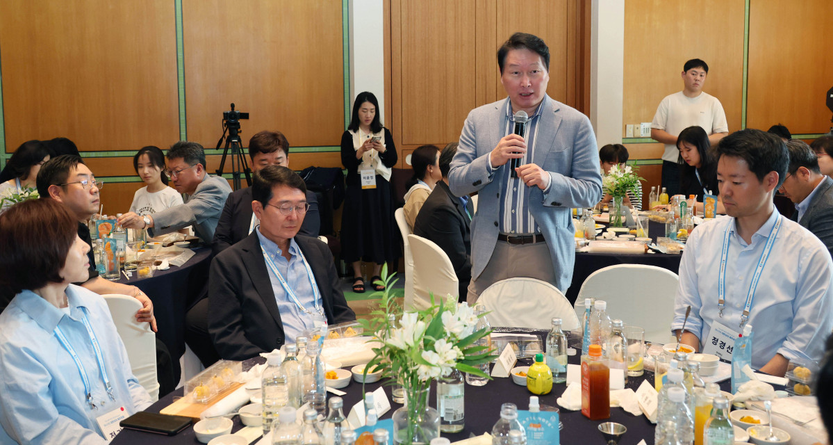 ▲최태원 대한상의 회장이 이번 행사 소감에 대해 말하고 있다. (사진=대한상의)