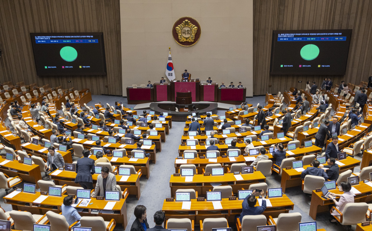 ▲조정식 국회의장이 지난달 18일 국회에서 열린 6월 임시국회 3차 본회의에서 제9회 전국동시지방선거 투표용지 부족 사태 등 국민참정권 침해 진상규명 및 선거관리 개혁을 위한 국정조사 계획서 승인의 건에 대한 가결 선포를 하고 있다. (연합뉴스)