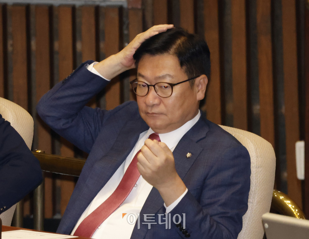 ▲정점식 국민의힘 원내대표가 20일 서울 여의도 국회 본회의에 참석하고 있다. (고이란 기자 photoeran@)