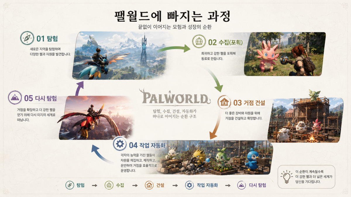▲팰월드에 빠지는 과정. (사진=챗GPT AI 생성)