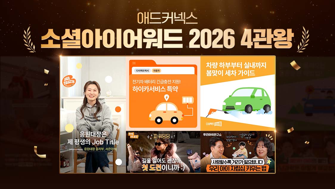 ▲애드커넥스 '소셜아이어워드 2026' 4개 부문 대표 수상 이미지 (애드커넥스 제공)