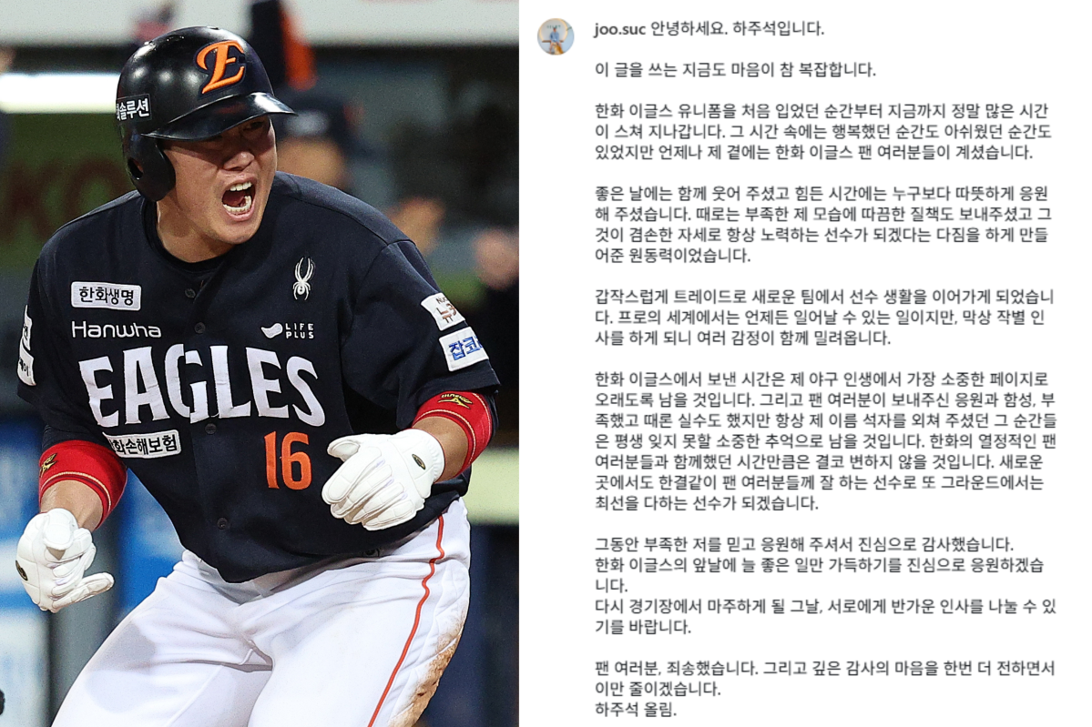 ▲하주석 SNS. (출처='@joo.suc' 인스타그램 캡처, 연합뉴스)