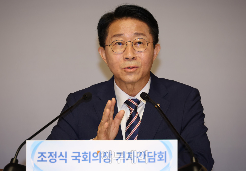 ▲조정식 국회의장이 28일 서울 여의도 국회 사랑재에서 취임 후 첫 기자간담회를 하고 있다. 고이란 기자 photoeran@