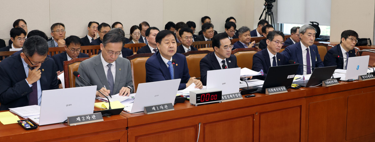 ▲구윤철 경제부총리 겸 재정경제부 장관이 29일 여의도 국회에서 열린 재정경제기획위원회 제3차 전체회의에서 의원들의 질의에 답하고 있다. (뉴시스)