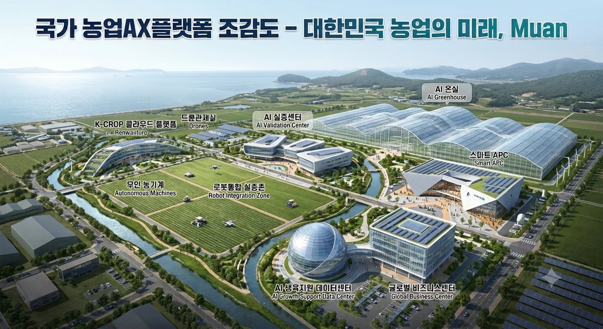 ▲전남광주통합특별시 무안군 일대에 구축되는 국가 농업AX플랫폼 조감도. (사진제공= 전남광주특별시)