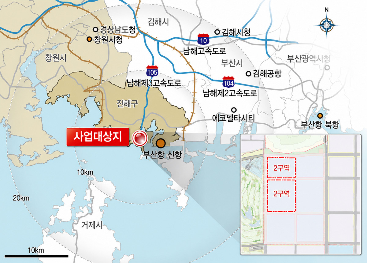 ▲부산항 신항 웅동2단계(2구역) 사업위치도 (해양수산부)