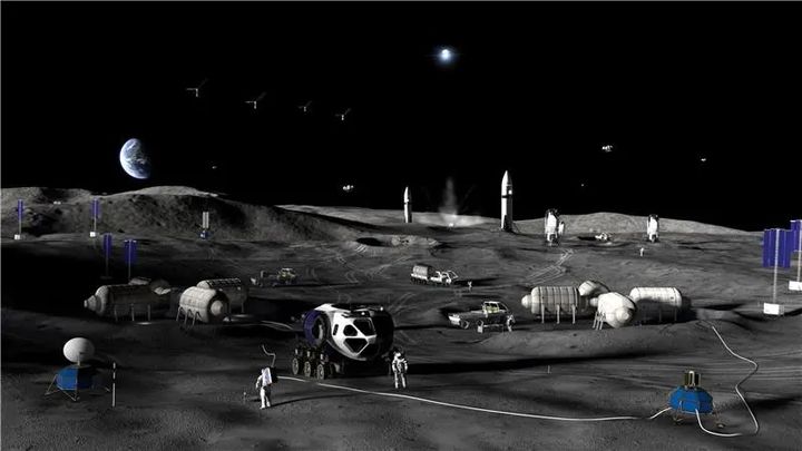 ▲미 항공우주국(NASA)이 구축할 달 표면기지 상상도. (NASA)
