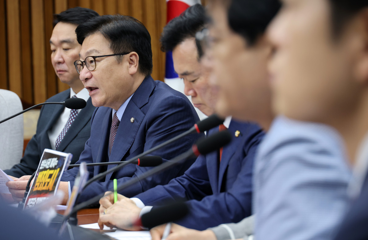 ▲국민의힘 정점식 원내대표가 31일 국회에서 열린 원내대책회의에서 발언하고 있다. (연합뉴스)
