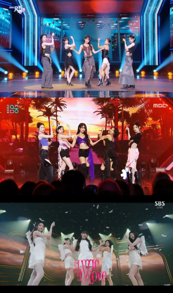 ▲아이들 'Gimme Dat Love' 무대 (사진=KBS, MBC, SBS 방송화면 캡처)