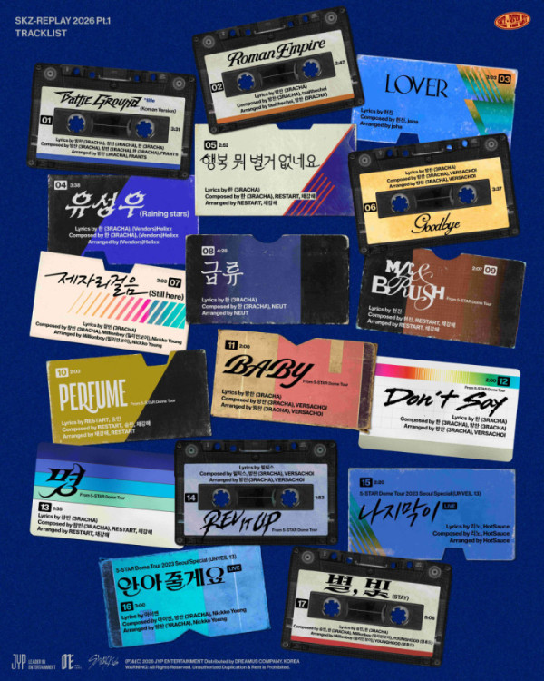 ▲스트레이 키즈 디지털 앨범 'SKZ-REPLAY_2026_Pt_1' 트랙리스트(사진출처=JYP엔터테인먼트)