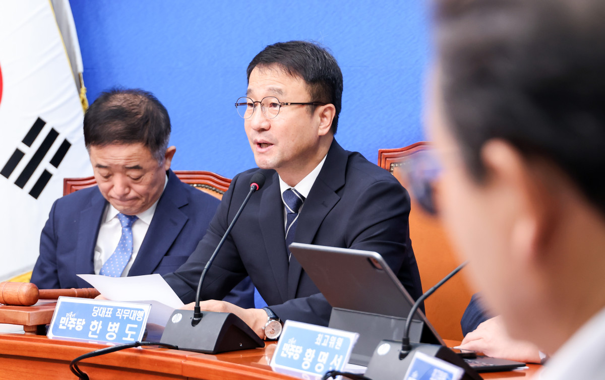▲더불어민주당 한병도 대표 직무대행 겸 원내대표가 3일 국회에서 열린 최고위원회의에서 발언하고 있다. 2026.8.3 (사진=연합뉴스)