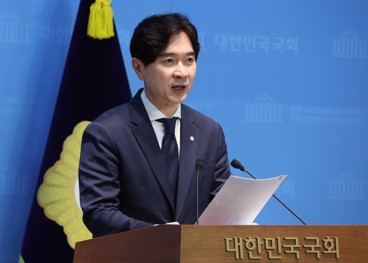 ▲박성훈 국민의힘 수석대변인이 서울 여의도 국회 소통관에서 발언하고 있다. (뉴시스)