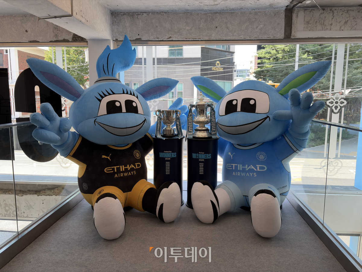 ▲맨체스터시티 마스코트와 기념촬영을 할 수 있는 공간. (황민주 기자 minchu@)